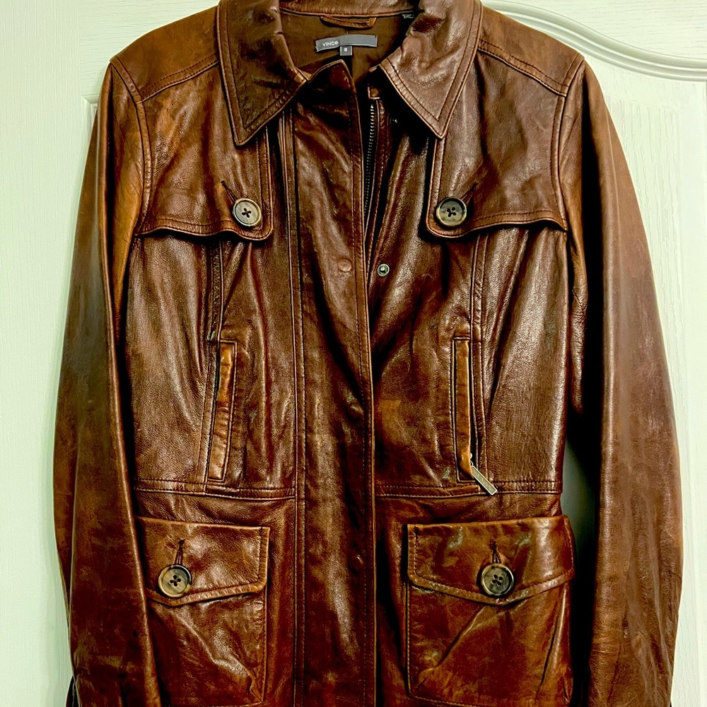 Vince chocolate leather jacket!